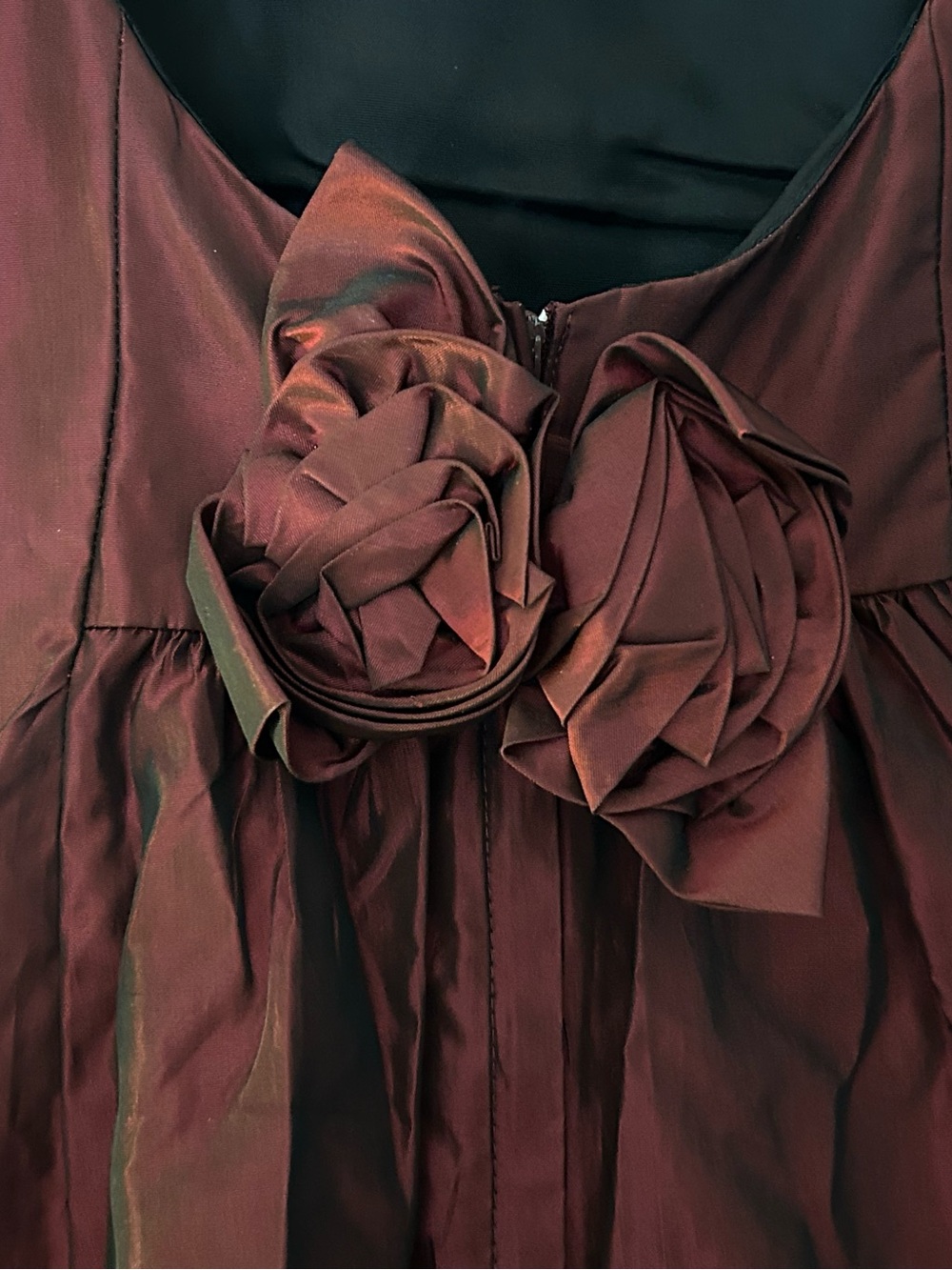 Scott McClintock Burgundy Satin A-Line Prom Dress - Picture 3 of 5